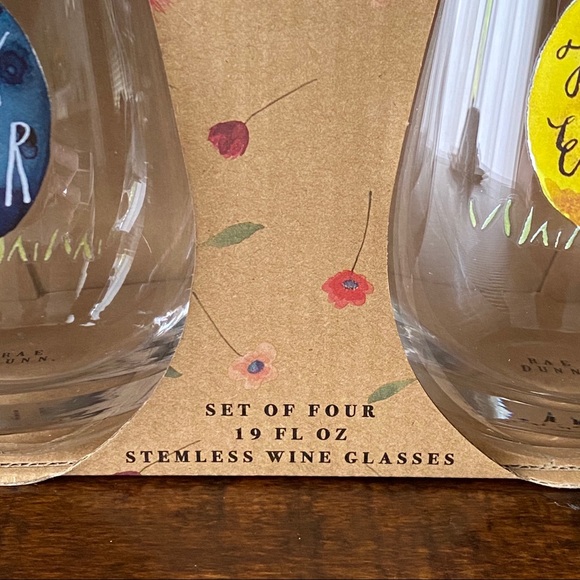Rae Dunn Stemless Wine Glasses Set of 4 NWT - Picture 6 of 6